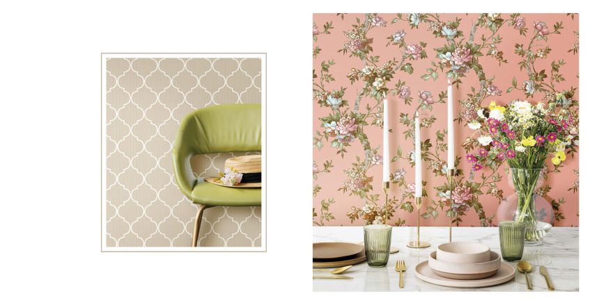 Pink wallpaper with white ornaments, 84019, Blooming Garden, Cristiana Masi by Parato