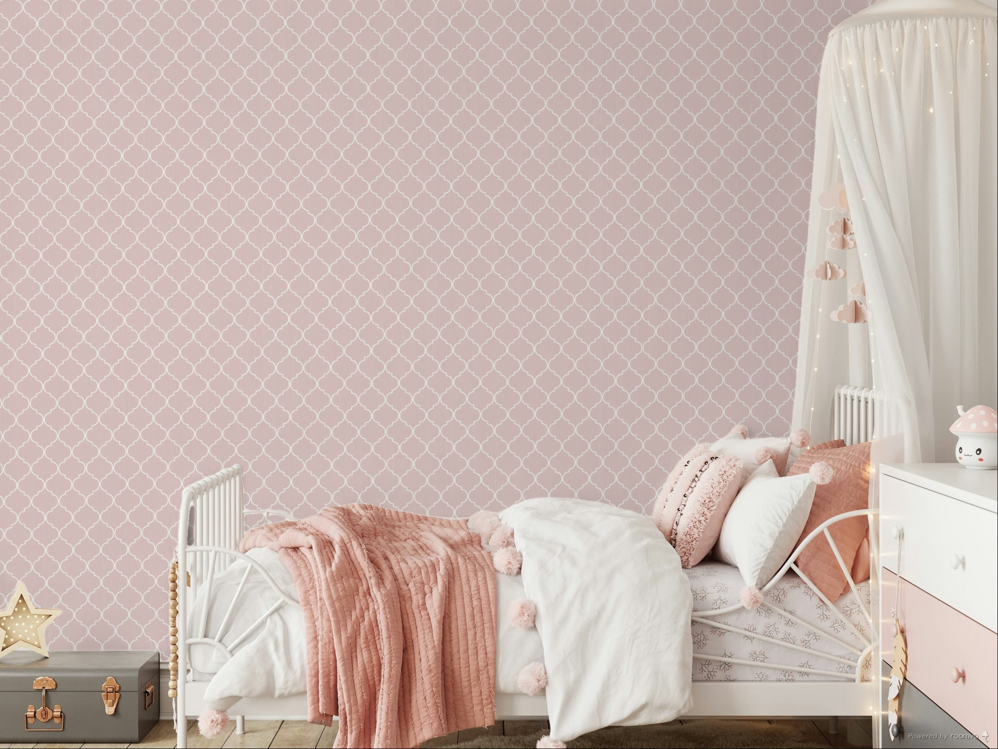 Pink wallpaper with white ornaments, 84019, Blooming Garden, Cristiana Masi by Parato