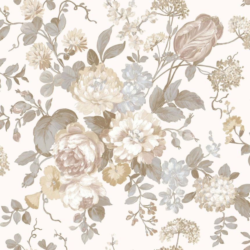 White non-woven floral wallpaper, 84020, Blooming Garden, Cristiana Masi by Parato