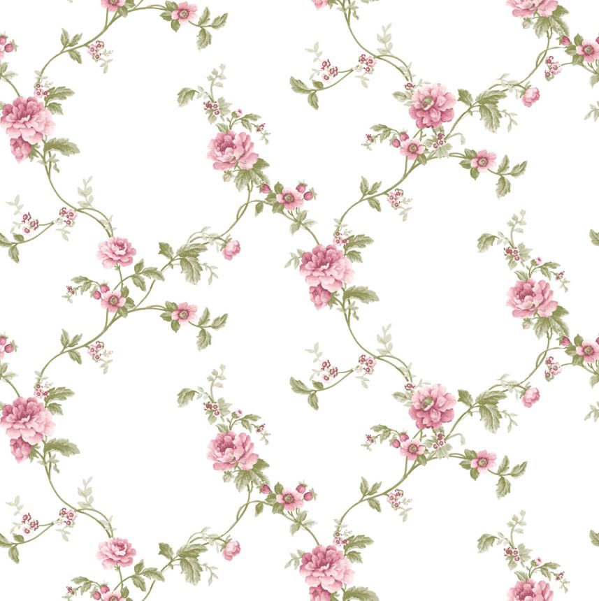 White non-woven floral wallpaper, 84033, Blooming Garden, Cristiana Masi by Parato