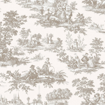 Design wallpaper with a motif of Victorian characters, 84041, Blooming Garden, Cristiana Masi by Parato