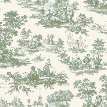 Design wallpaper with a motif of Victorian characters, 84045, Blooming Garden, Cristiana Masi by Parato