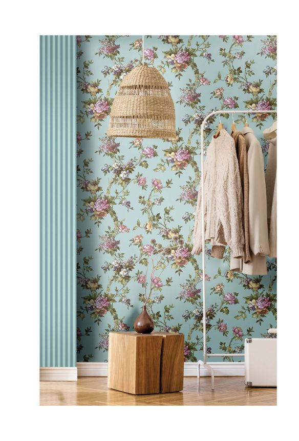 Non-woven wallpaper with stripes, 84053, Blooming Garden, Cristiana Masi by Parato