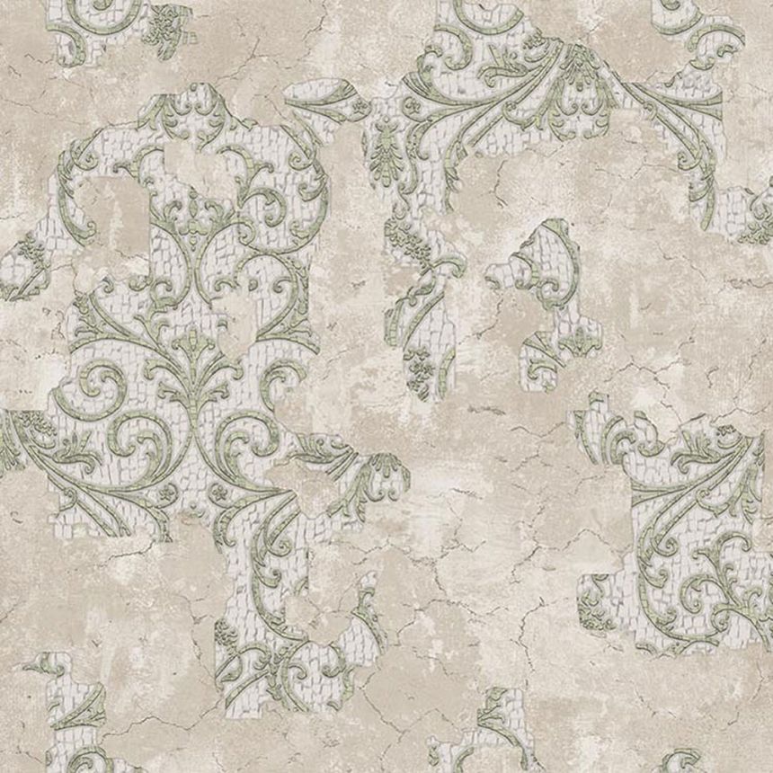 Luxury beige-green baroque wallpaper, 47707, Eterna, Parato