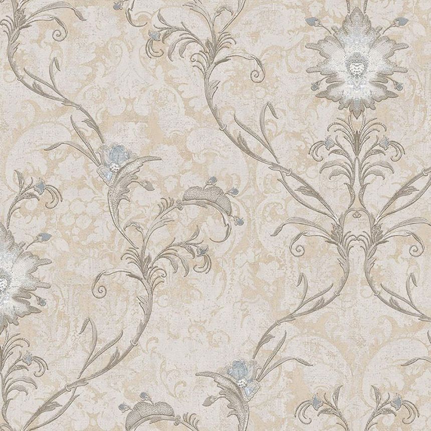 Luxury beige-silver ornamental baroque wallpaper, 47741, Eterna, Parato