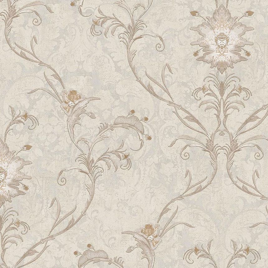 Luxury beige-golden ornamental baroque wallpaper, 47742, Eterna, Parato