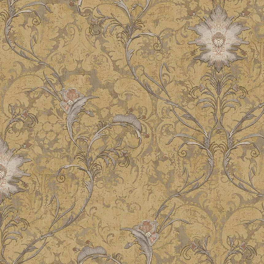 Luxury brown-gold ornamental baroque wallpaper, 47743, Eterna, Parato
