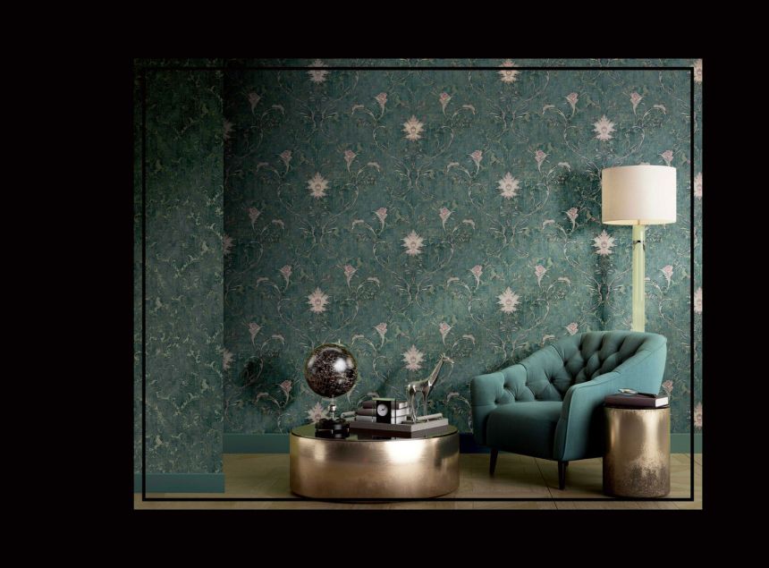 Luxury green-gold ornamental baroque wallpaper, 47745, Eterna, Parato