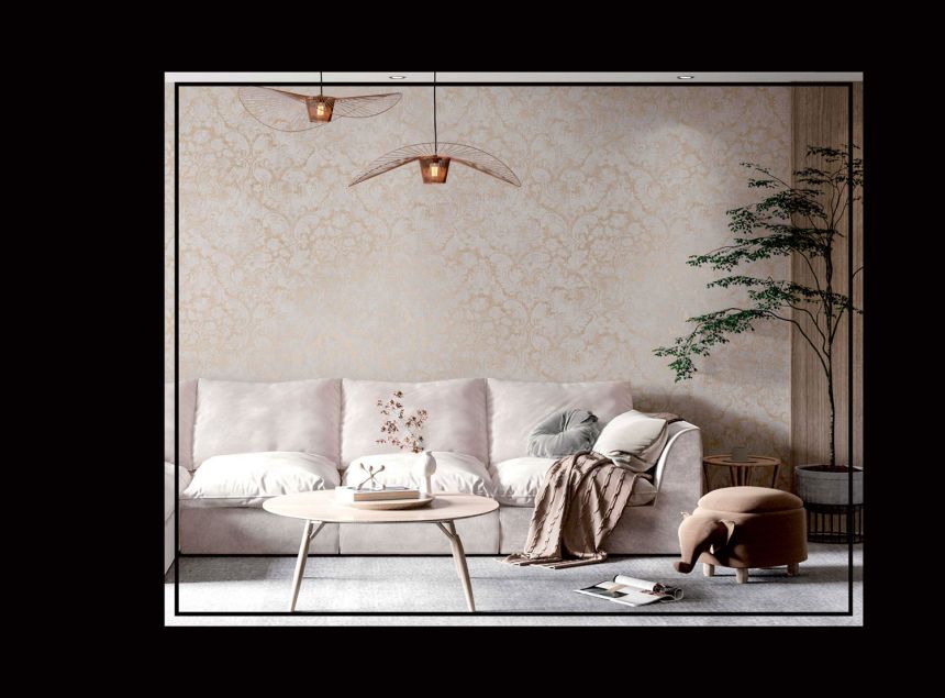 Luxury beige-golden ornamental baroque wallpaper, 47752, Eterna, Parato