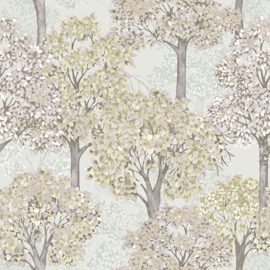 Gray wallpaper with tree motif, 12321, Fiori Country, Parato