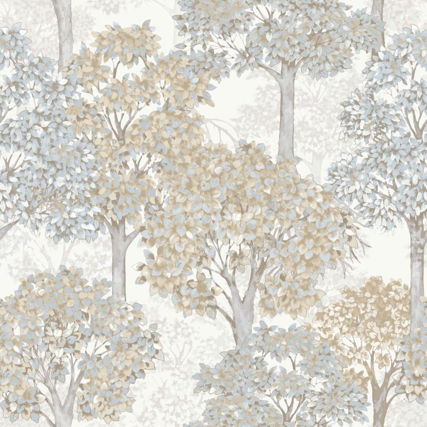 White wallpaper with tree motif, 12323, Fiori Country, Parato