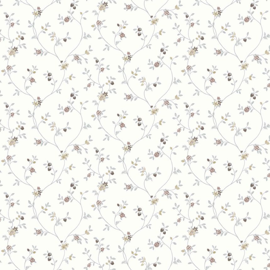 White non-woven floral wallpaper, 12331, Fiori Country, Parato