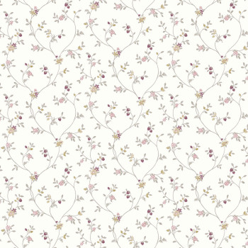 White non-woven floral wallpaper, 12332, Fiori Country, Parato