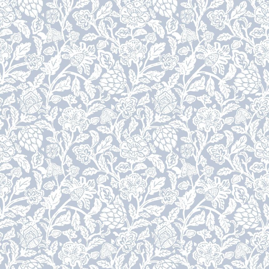 Pale blue non-woven floral wallpaper, 12346, Fiori Country, Parato