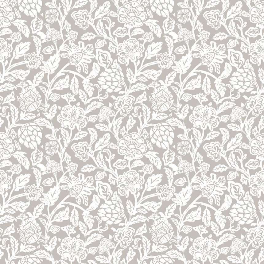 Gray non-woven floral wallpaper, 12349, Fiori Country, Parato
