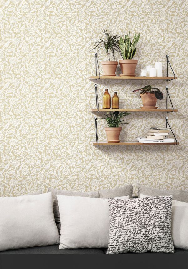 Gray non-woven floral wallpaper, 12349, Fiori Country, Parato