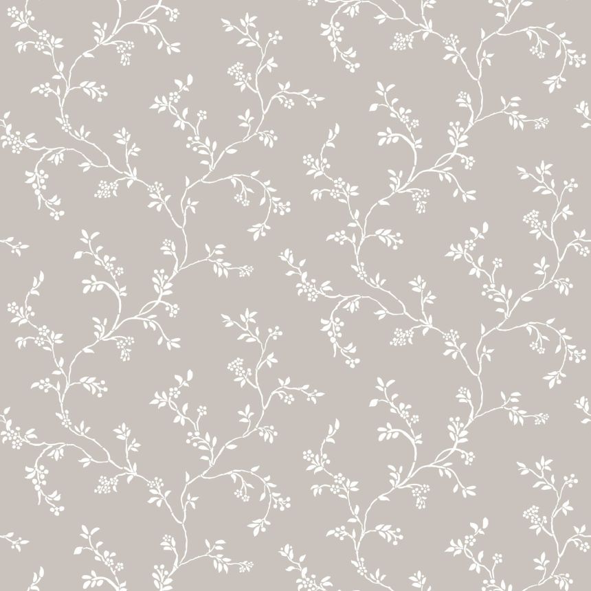 Gray non-woven floral wallpaper, 12351, Fiori Country, Parato