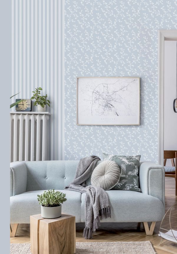 Pale blue non-woven floral wallpaper, 12353, Fiori Country, Paratto