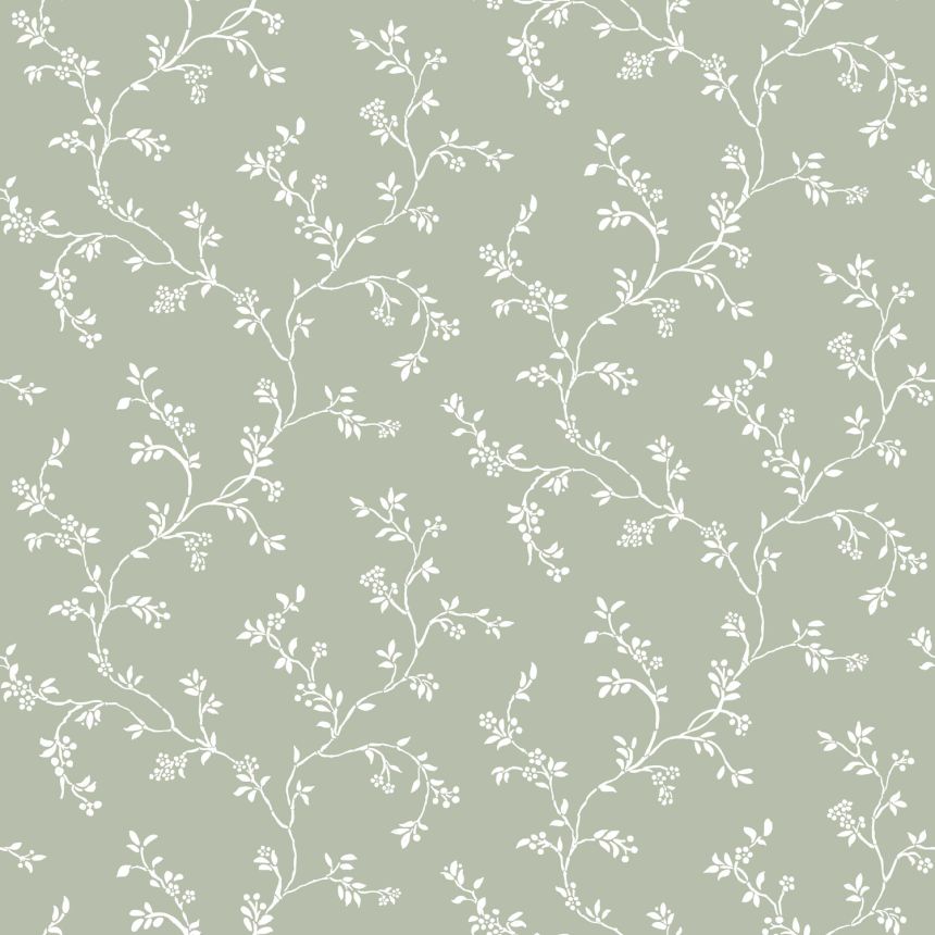 Green non-woven floral wallpaper, 12355, Fiori Country, Parato