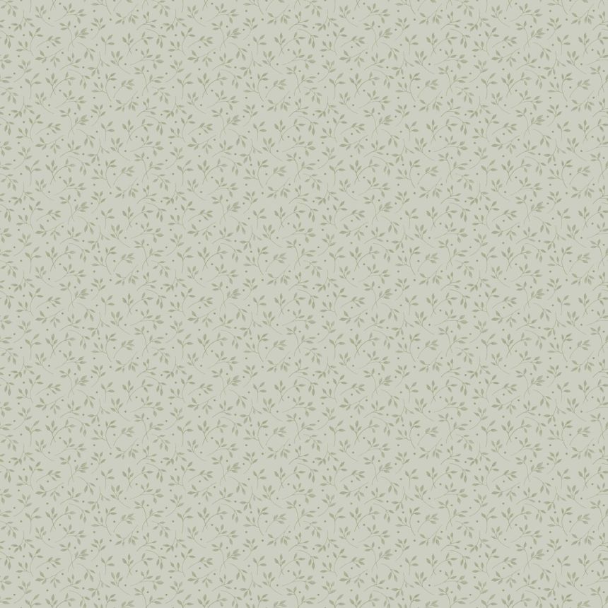 Green non-woven wallpaper with branches, 12365, Fiori Country, Parato