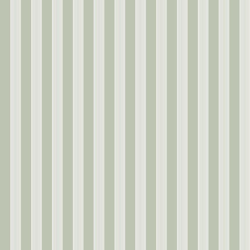 Green wallpaper with white stripes 12385 Fiori Country Parato