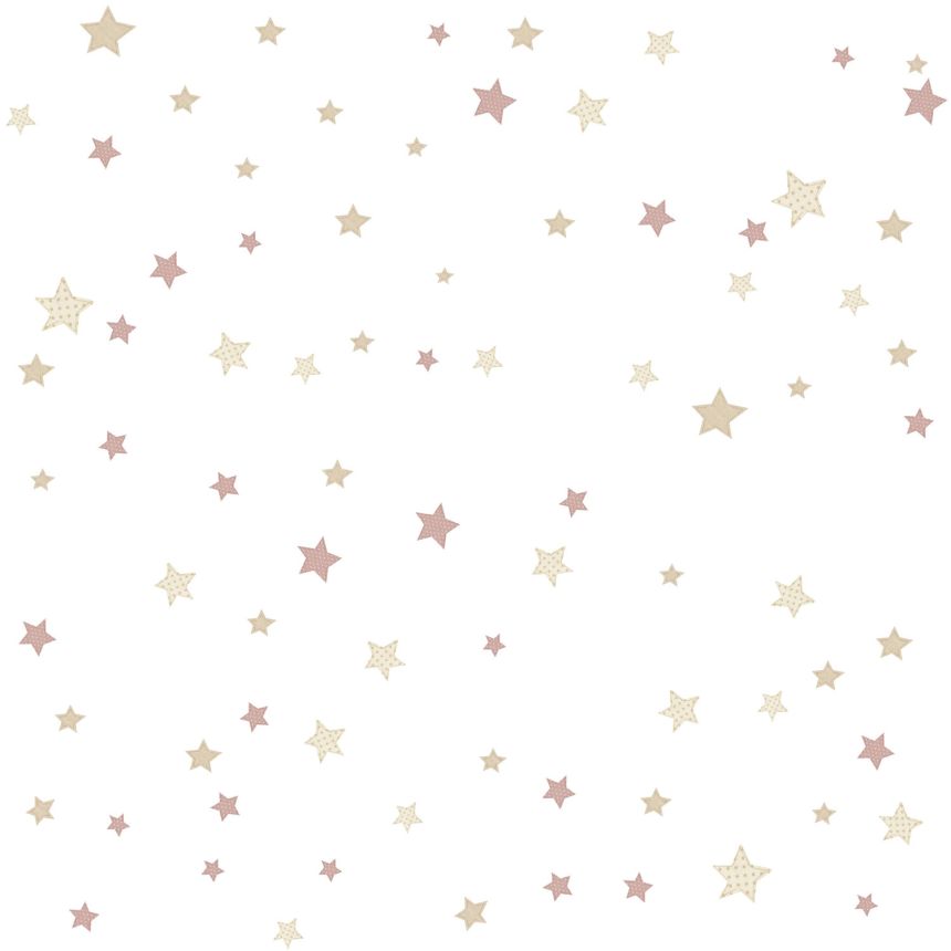 Children's wallpaper with pink and beige stars, 14828, Happy, Parato