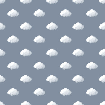 Children's blue wallpaper with clouds, 14833, Happy, Parato