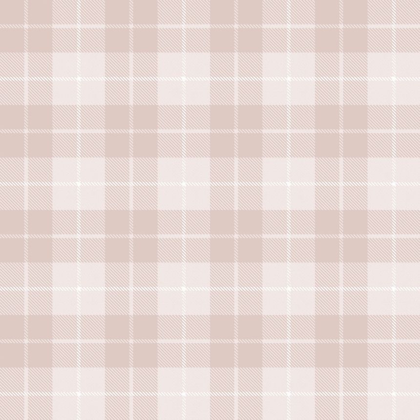Pink wallpaper, check fabric imitation, 14874, Happy, Parato