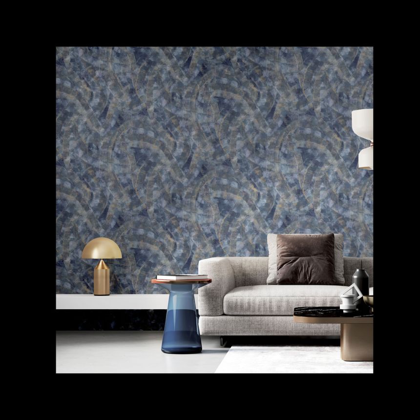 Blue non-woven wallpaper, geometric pattern, 24477, Textum, Cristiana Masi by Parato