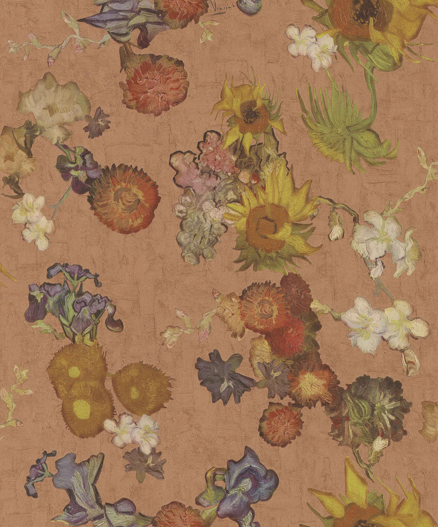 Luxury old pink wallpaper with flowers, 5028491, Van Gogh III, BN Walls