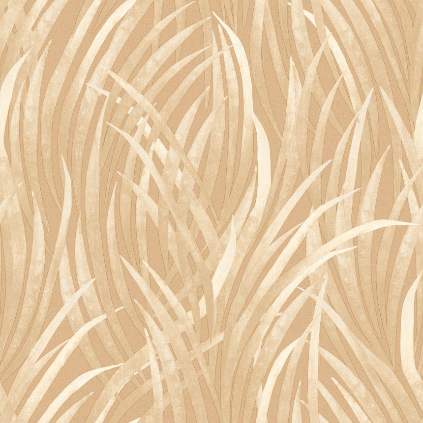 Brown wallpaper, leaves of grass,  M64502, Botanique, Ugepa
