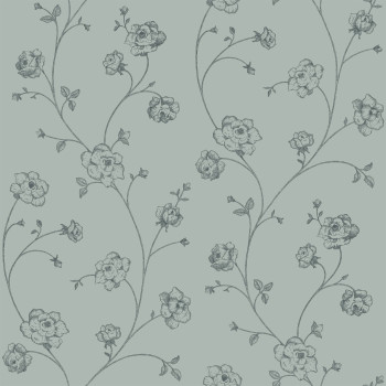 Green non-woven floral wallpaper, 139314, Vintage Flowers, Esta Home