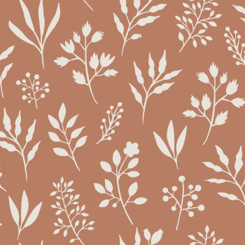 Brown non-woven wallpaper with leaves and twigs, 139319, Vintage Flowers, Esta Home