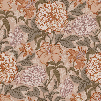 Beige non-woven floral wallpaper, 139380, Vintage Flowers, Esta Home