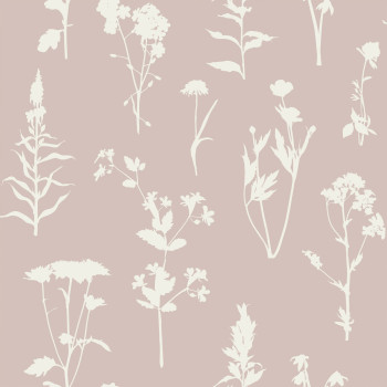 Pink non-woven wallpaper, flowers, leaves, 139393, Vintage Flowers, Esta Home