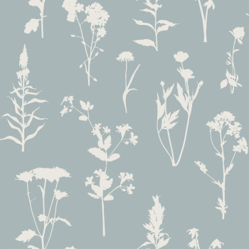 Blue non-woven wallpaper, flowers, leaves, 139394, Vintage Flowers, Esta Home
