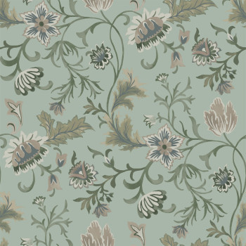 Grey-blue non-woven floral wallpaper, 139413, Vintage Flowers, Esta Home