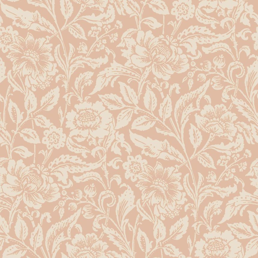 Beige non-woven floral wallpaper, 139427, Vintage Flowers, Esta Home