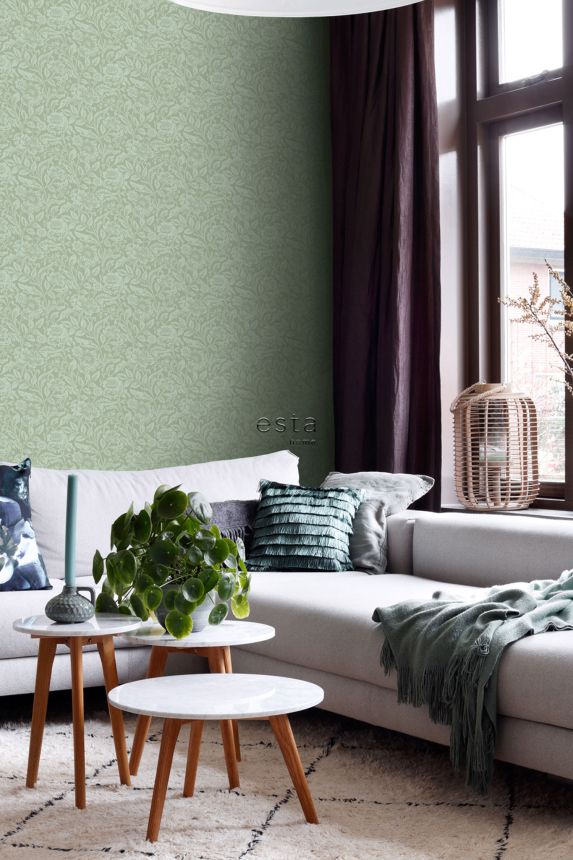 Green non-woven floral wallpaper, 139428, Vintage Flowers, Esta Home