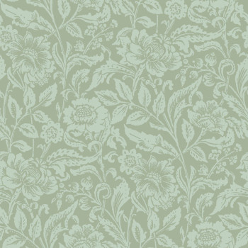 Green non-woven floral wallpaper, 139428, Vintage Flowers, Esta Home