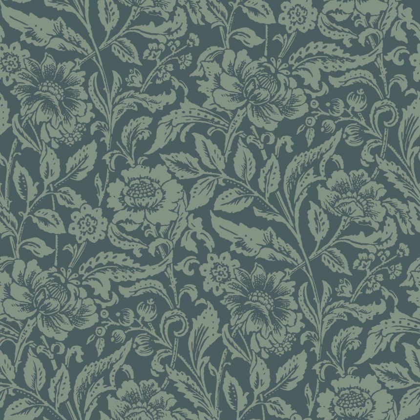 Blue non-woven floral wallpaper, 139429, Vintage Flowers, Esta Home