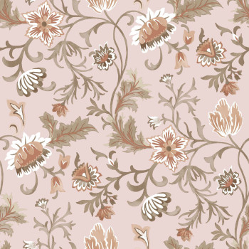 Pink non-woven floral wallpaper, 139478, Vintage Flowers, Esta Home