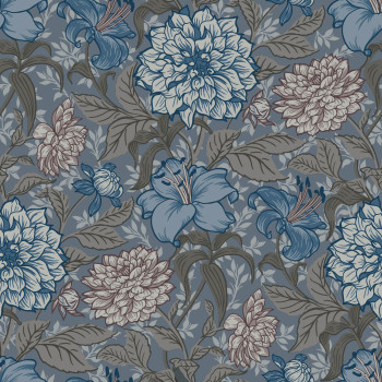 Gray non-woven floral wallpaper, 139480, Vintage Flowers, Esta Home