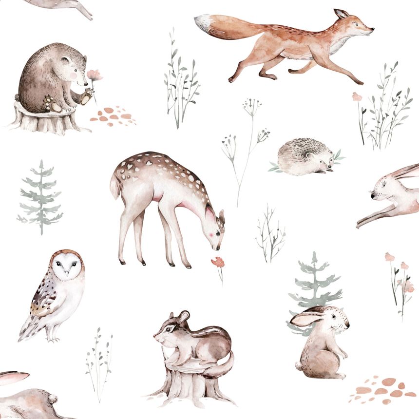 Children's wallpaper with forest animals, 139399, To the Moon and Back, Esta Home