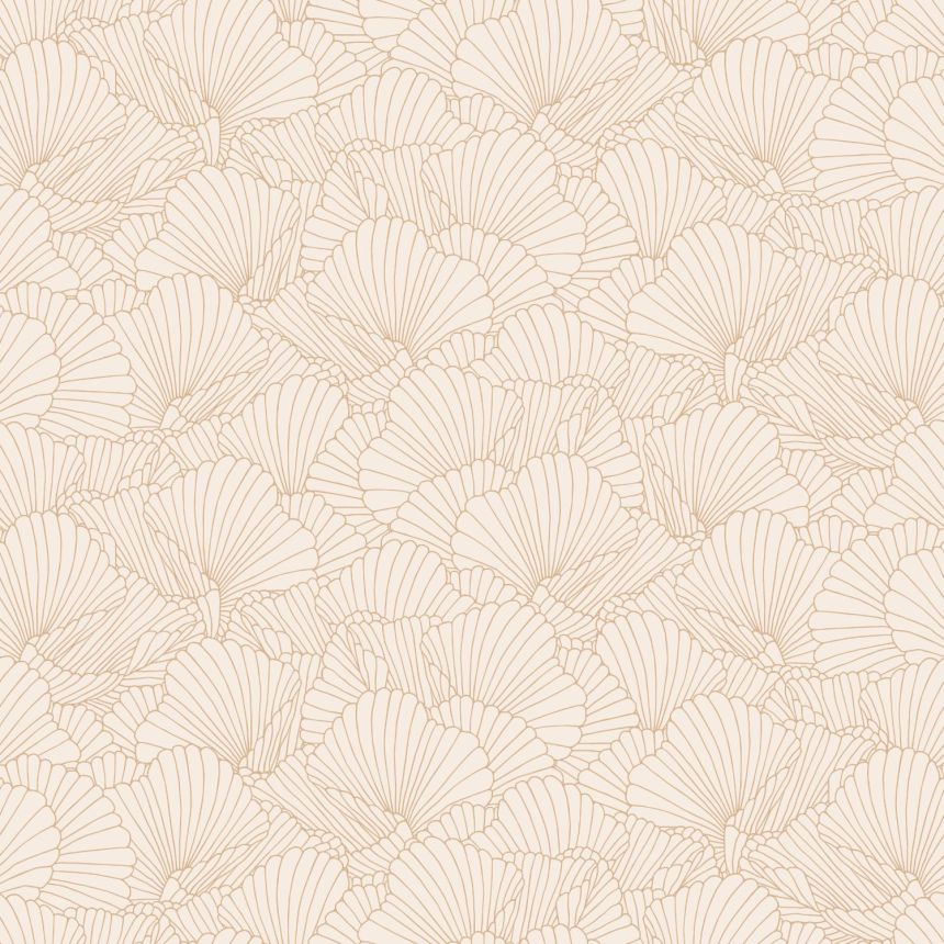 Beige non-woven wallpaper, leaves, 139491, To the Moon and Back, Esta Home