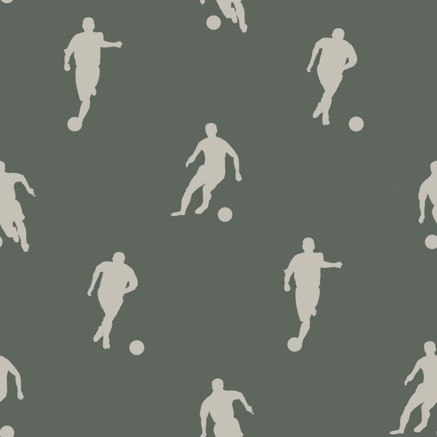 Dark green wallpaper with soccer players, 139507, To the Moon and Back, Esta Home