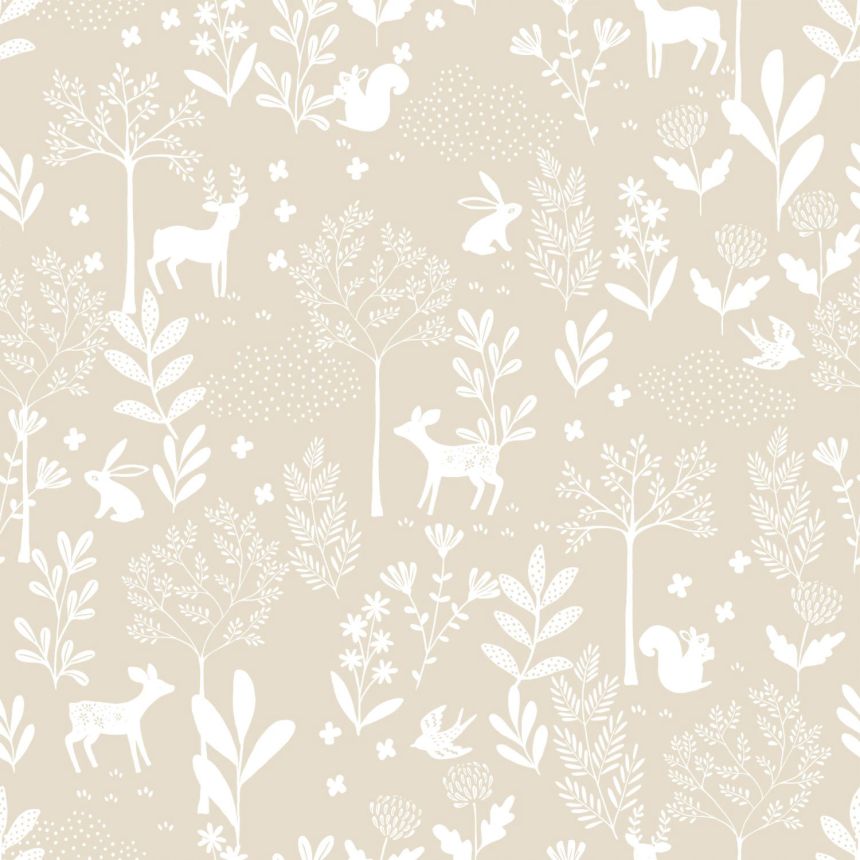 Children's beige wallpaper with animals, 139522, To the Moon and Back, Esta Home