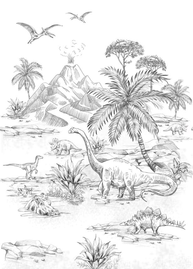 Children's wall mural with dinosaurs, 159237, To the Moon and Back, Esta Home