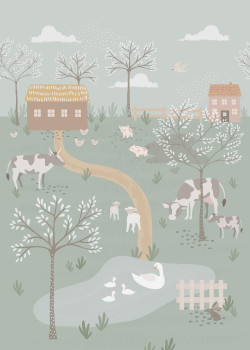 Children's wall mural, farm animals, 159242, To the Moon and Back, Esta Home