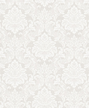 Cream wallpaper with baroque pattern, OTH002, Othello, Zoom by Masureel